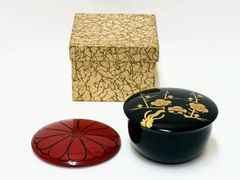 D501【茶道具】表千家 即中斎好写 春秋棗 替蓋付 木製 漆器 なつめ 紙箱付