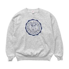 古着 USA製 90S JERZEES セントラル・ルーサラン高校 ハイスクール ヴィンテー スウェット トレーナー プリント メンズL グレー BD3941