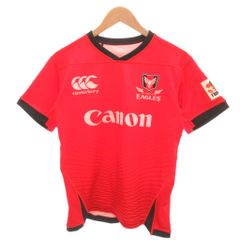 カンタベリー CANTERBURY 美品 ラガーシャツ Vネック 半袖 M 赤 レッド /SJ