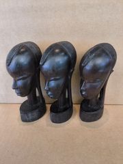 3体セット　木彫り　オブジェ　人形　アフリカ　彫刻　お592