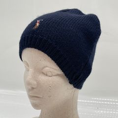 KO5162□Polo Ralph Lauren ニット帽 ビーニー ネイビー 多色刺繡 アクリル×ウール フリーサイズ