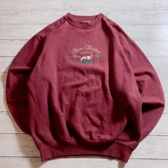 【希少デザイン】MOUNTAIN SWEATSHIRT マウンテン バーガンディ レッド スポーツトラディション アニマル柄 総柄 スウェットシャツ ヴィンテージ 古着 #26235