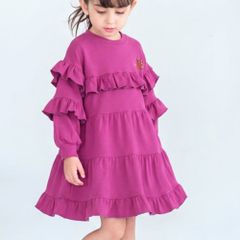 ☆ マゼンタ ☆ 140cm ☆ Rora マルベリー ワンピース Rora ワンピース フリルワンピース キッズワンピース 長袖ワンピース お出掛け かわいい 通園通学用 小学校低学年 お出かけ着 セミフォーマル 春秋冬用 かわいい子供服 おしゃれ 女の子