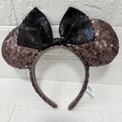 東京ディズニーリゾート ミニー カチューシャ ブラウン スパンコール 黒リボン