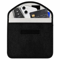 RIOMY 電波遮断ケース リレーアタック 車盗難防止 スキミング防止 パスポート収納 iPad mini対応 大きいサイズ 内生地ホワイト [ブラック（内生地ホワイト）]