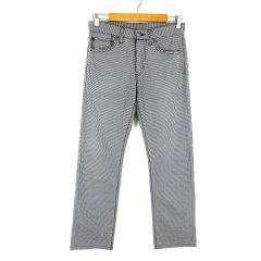 ユニクロ UNIQLO UJ スリム フィット ストレート パンツ 千鳥格子 ストレッチ 28 杢グレー