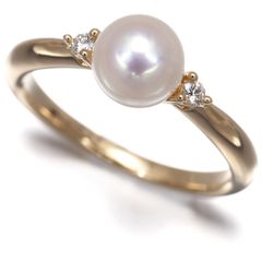 TASAKI タサキ リング パール 真珠 6.0mm ダイヤ ダイヤモンド 0.03ct 8号 K18YG #201922