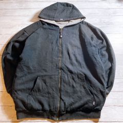 【雰囲気抜群】リバーシブル CLUB FULL ZIP HOODIE フルジップパーカー グレー サーマル ラグランスリーブ フード付き パーカー 古着 #26261