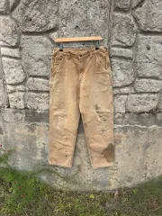 Carhartt カーハート ヴィンテージ b111 ブラウン フランネル下 Single Knee カーペンター ワーク パンツ 33