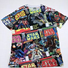 【大人気】スターウォーズ 総柄 Tシャツ XL アメコミ 映画 ムービーT 半袖 ポリシャツ オーバーサイズ アメカジ 古着 Y2K サブカル(1376)