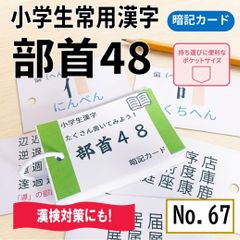 小学生国語　漢字の部首48　暗記カード　漢検　漢字検定　単語カード　ハンドメイド　国語力　伸ばす　新品　完成品●【067】