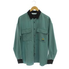 マークゴンザレス MARK GONZALES ワイシャツ M 緑 黒 レギュラーカラー 長袖 胸ポケット /JP