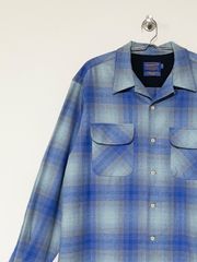 【PENDLETON】90-00s オンブレチェックボードシャツ L オープンカラー シャドーチェック ペンドルトン ビックサイズ 古着