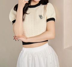 数回着用程度 Darich バックリボンパフショルニットトップス Fサイズ アイボリー　半袖　＃112411044　ダーリッチ