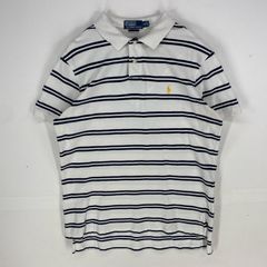 古着 ポロバイラルフローレン Polo by Ralph Lauren 半袖シャツ ワンポイント刺繍 ポロシャツ XL  ホワイト系 ボーダー メンズ