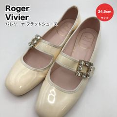 Roger Vivier ロジェヴィヴィエ トレ ヴィヴィエ ストラスバックル パテントレザー バレリーナ ベージュ 39 タ