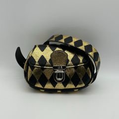 グッチ GUCCI ベルトバッグ ダイヤモンドチェック メタリックレザー ウエストバッグ ワンショルダー レディース