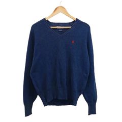 ポロ バイ ラルフローレン Polo by Ralph Lauren ニット セーター L 紺 ネイビー Vネック 長袖 /RN ■ECD009