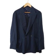 ランバン LANVIN ダブルブレストジャケット パッチポケット 50 紺 ネイビー /MD ■ECD009