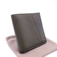 3日以内返品可 未使用 BOTTEGAVENETA ボッテガヴェネタ エキゾチック レザー コンパクト ウォレット 6479726 二つ折り財布 カーキグリーン カーフレザー クロコダイル メンズ