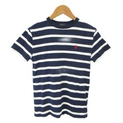 ポロ ラルフローレン POLO RALPH LAUREN キッズ Tシャツ カットソー クルーネック 半袖 ボーダー柄 S 紺 ネイビー 白 ホワイト /NP ■ECD009