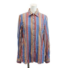 ラルフローレン RALPH LAUREN シャツ ブラウス S 赤 レッド 青 ブルー ストライプ柄 長袖 /RN ■ECD009