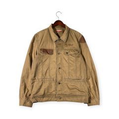 リネン混 CASTELBAJAC +2 NATURE カステルバジャック  レザー切替 ワークジャケット サイズ 4 /ベージュ系 メンズ