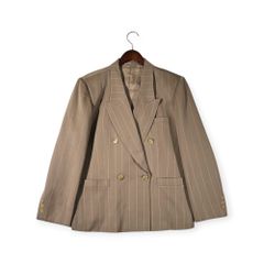 90s Burberrys バーバリー ストライプ ダブル ジャケット 17BR/ベージュ系 レディース ヴィンテージ 三陽商会