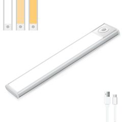 【新品】 Chuqisheji 人感センサーライト USB充電式 led 照明 3色調整 マグネット式 室内 キッチンライト ワードローブ 食器棚 ロッカー ベッドサイド 廊下 玄関 階段 マグネット吸着 ホワイト 20cm （1個入り) 1