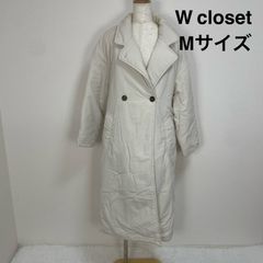 w closet ダブルクローゼット 中綿 チェスター ロング コート M サイズ 白 アイボリー ポリエステル パッファー ジャケット アウター レディース 防寒 上着 カジュアル 冬服 ポケット付き 襟付き テーラード