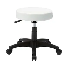昇降式で高さが合う ワーキングスツール 椅子 イス ホワイト 直径38.5cm ウレタン製双輪キャスター付き 作業椅子 在宅ワーク 組立品