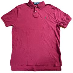 polo by ralph lauren ポロバイラルフローレン　半袖 ポロシャツ　Lサイズ　エンジ　古着　スリランカ製　ボルドー
