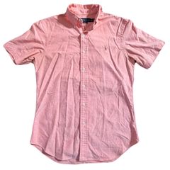 ralph lauren ラルフローレン シャツ Mサイズ　古着　半袖　サーモンピンク