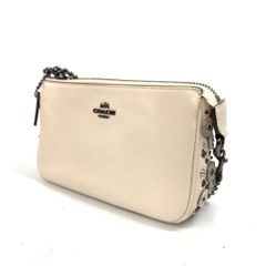 極美品 COACH コーチ ティーローズ スタッズ ハンドバッグ 59381 ポーチ ミニバッグ レザー 革 ホワイト レディース ブランド 鞄 _201