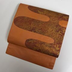 名古屋帯 正絹 引き箔 上品な花 九寸 c-1861