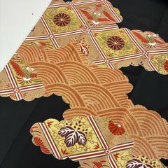 絶品 黒留袖 裄66 正絹 箔 上品な加工 比翼 着物d-3746