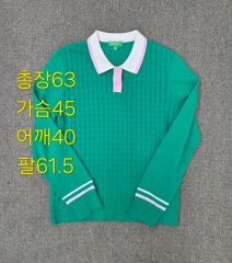 L ベネトン カラ ニット グリーン 長袖