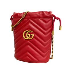 グッチ(Gucci) グッチ ショルダーバッグ GGマーモント 575163 レザー レッド レディース OP028558