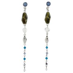 スワロフスキー SWAROVSKI イヤリング スイング ロング メタル クリスタル シルバー レディース 【中古】