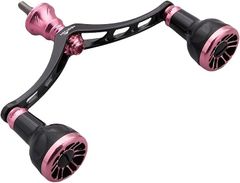 HEIGHTEN 98/110mm リール ハンドル 24.5mm ノブ搭載 シマノ Shimano ダイワ DAIWA 通用 スピニングリール用 Arch Engine Series (ブラック＆桜ピンク,  98mm)