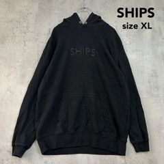 SHIPS シップス XL 刺繍 SHIPS ロゴ スウェット パーカー ブラック SCREEN STARS スクリーンスターズ 別注 コラボ フーディー プルオーバー トレーナー ビッグシルエット 黒 ★ ◇■