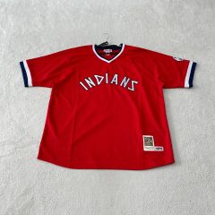4XL ミッチェル＆ネス USA クリーブランド 1975 インディアンズ 半袖ジャージ オーバーサイズ