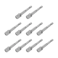 【新品】 uxcell 10個入り ソケットレンチアダプター 変換アダプター アクスルナット用 3/8"スクエアドライブ 1/4"六角シャンク 65mm