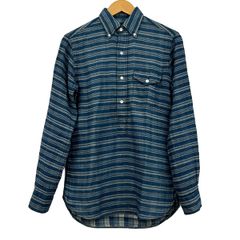 RalphLauren(ラルフローレン) 長袖ポロシャツ サイズXS メンズ - ブルー×アイボリー ボーダー