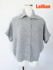 Leilian レリアン カシミヤ半袖ニットカーディガン Mサイズ 9 グレー カシミヤ100% 大人 おしゃれ お出掛け 送料込み 6472408