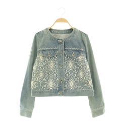 グレースコンチネンタル GRACE CONTINENTAL カットワークノーカラーGジャン ジージャン デニムジャケット 38 ライトブルー /ES ■OS