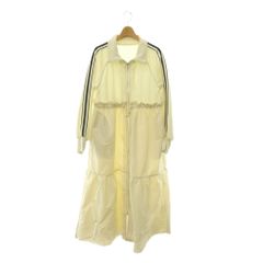 ローリーズファーム LOWRYS FARM トラックドッキングワンピース ロング ティアード ハイネック F アイボリー チャコールグレー /CX ■OS ■SH