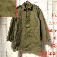 90s ヴィンテージ チェコスロバキア軍 ミリタリー M85 フィールドジャケット カーキ オリーブ 緑系 180/94 XL ゆったり 大きいサイズ メンズ 一枚生地 春秋向け コート ミリタリージャケット Vintage チェコ軍 ロング丈ジャケット