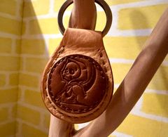 レザークラフト キーホルダー グリムリーパー 死神 ハロウィン 本革 ハンドメイド #138