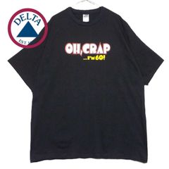 【ファニー・スラングTシャツ】DELTA PRO WEIGHT デルタプロウェイト OH,CRAP I'M 60 プリント 半袖Tシャツ 2XLサイズ（肩幅60cm）ブラック【湘南倉庫】USED メンズブランド古着　中古 ゆるだぼ　ビッグサイズ T99
